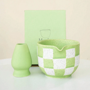 طقم ماتشا بتصميم شبكي – لون أخضر باستيل